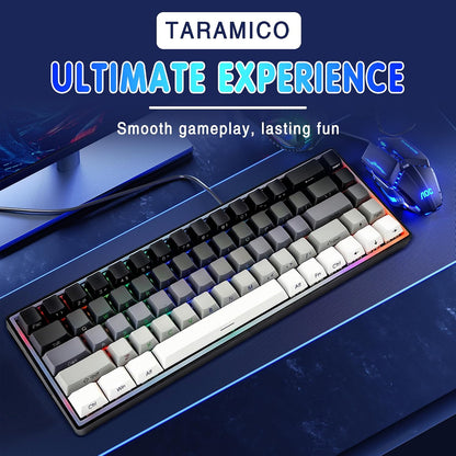 65% Gaming Keyboard, LED Backlit Mini Wired Keyboard, Ultra-Compact Anti-Ghosting No-Conflict 68 Keys Membrane Gaming Wired Keyboard for PC Laptop Windows Gamer(Gray-White)