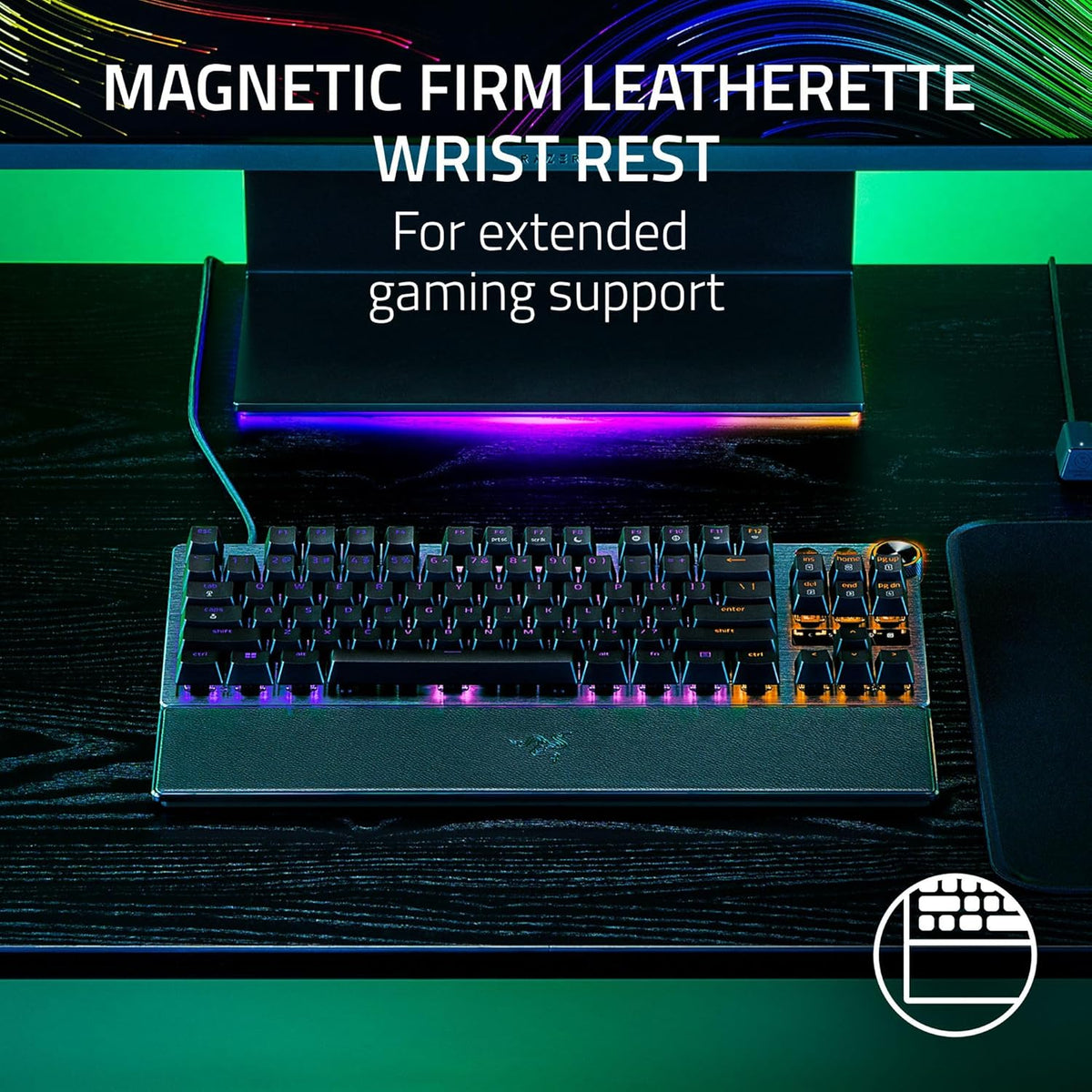 Razer Huntsman V3 Pro TKL Esports Gaming Keyboard, Black | Analog Optical Switches, Snap Tap, Rapid Trigger, Adjustable Actuation, Media Keys & Dial, Doubleshot PBT Keycaps, Wrist Rest