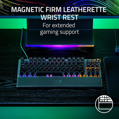 Razer Huntsman V3 Pro TKL Esports Gaming Keyboard, Black | Analog Optical Switches, Snap Tap, Rapid Trigger, Adjustable Actuation, Media Keys & Dial, Doubleshot PBT Keycaps, Wrist Rest