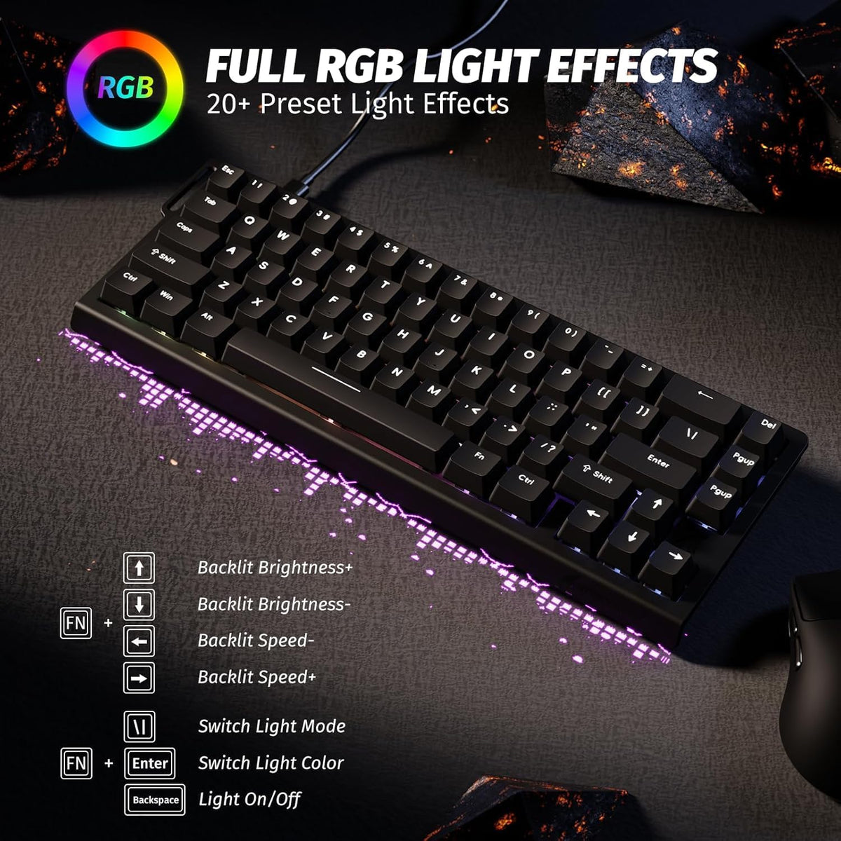 X68 HE RT Mechanical Gaming Keyboard 60% Wired Tkl-Black | Adjustable Actuation,Hall Effect Magnetic Switch,8Khz Polling Rate,Rgb Backlit,Top Mount, Web Driver for PC Mac Esport Gamer