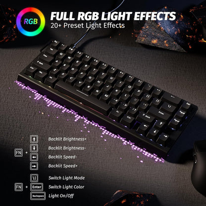 X68 HE RT Mechanical Gaming Keyboard 60% Wired Tkl-Black | Adjustable Actuation,Hall Effect Magnetic Switch,8Khz Polling Rate,Rgb Backlit,Top Mount, Web Driver for PC Mac Esport Gamer