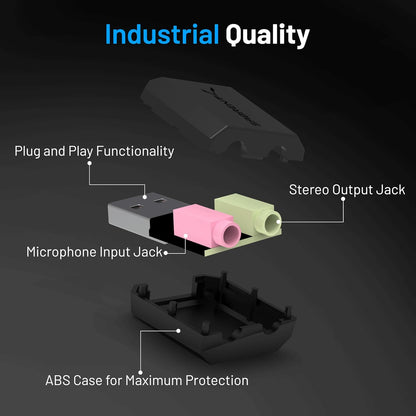 USB External Stereo Sound Card Adapter, Plug & Play (AU-MMSA) | USB Audio Adapter; No Drivers Needed; for Windows & Mac; 3.5Mm Headphone & Mic Jacks; Usb to 3.5Mm Jack Audio Adapter