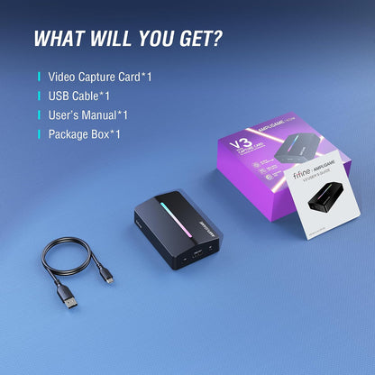 Fifine  Video Capture Card, HD 1080 60Fps for Audio Video, Gaming, Live Streaming, 4K HDMI to USB Capture Card Compatible with Ps4/Windows/Mac Os/Switch/Xbox-V3 | 1080P 60Fps Capture, 4K 30Fps, Flowing RGB Lighting, 3.5Mm Audio Input, for PS5, PS4, Switch, Xbox, Windows, Macos