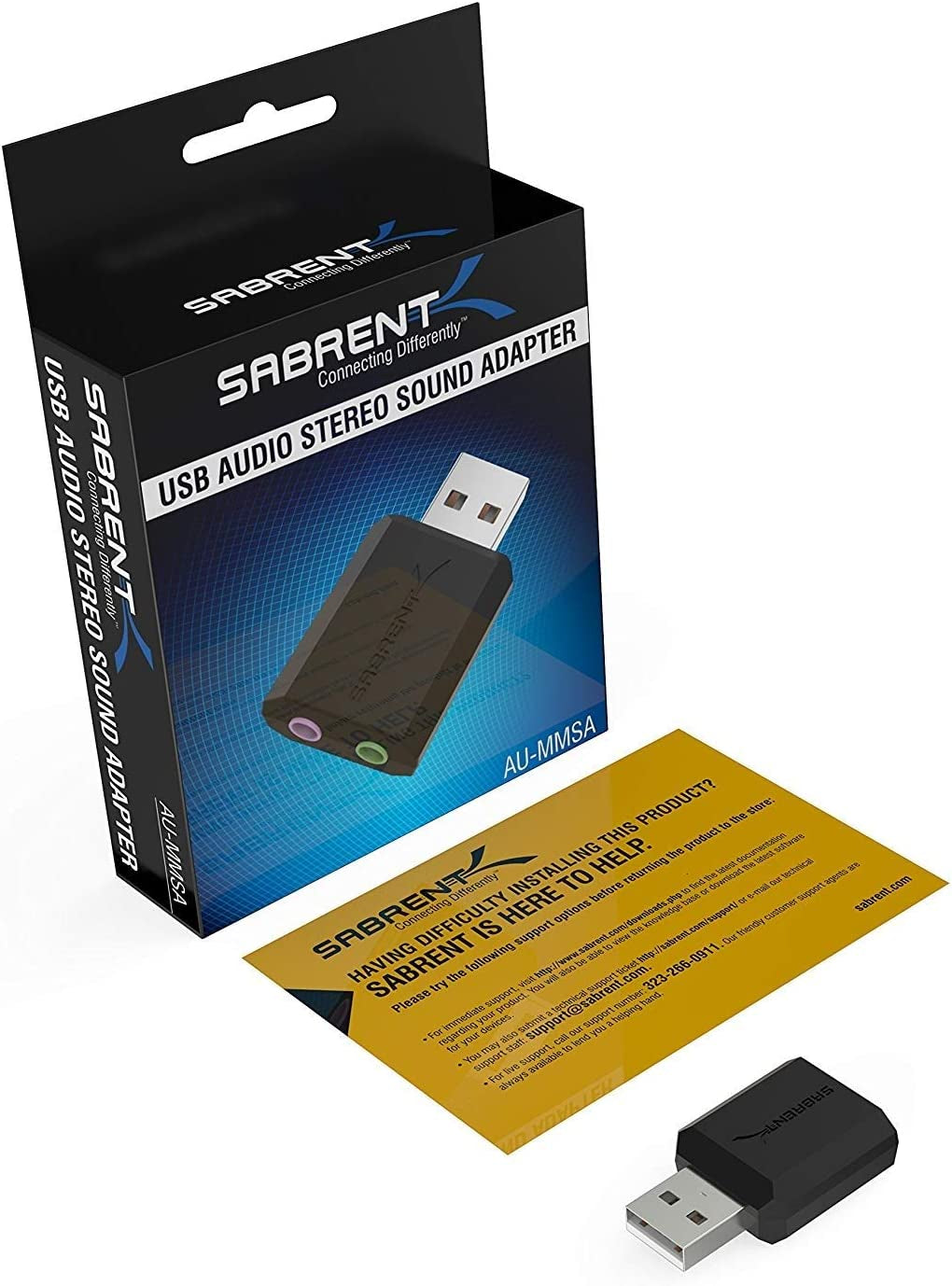 USB External Stereo Sound Card Adapter, Plug & Play (AU-MMSA) | USB Audio Adapter; No Drivers Needed; for Windows & Mac; 3.5Mm Headphone & Mic Jacks; Usb to 3.5Mm Jack Audio Adapter