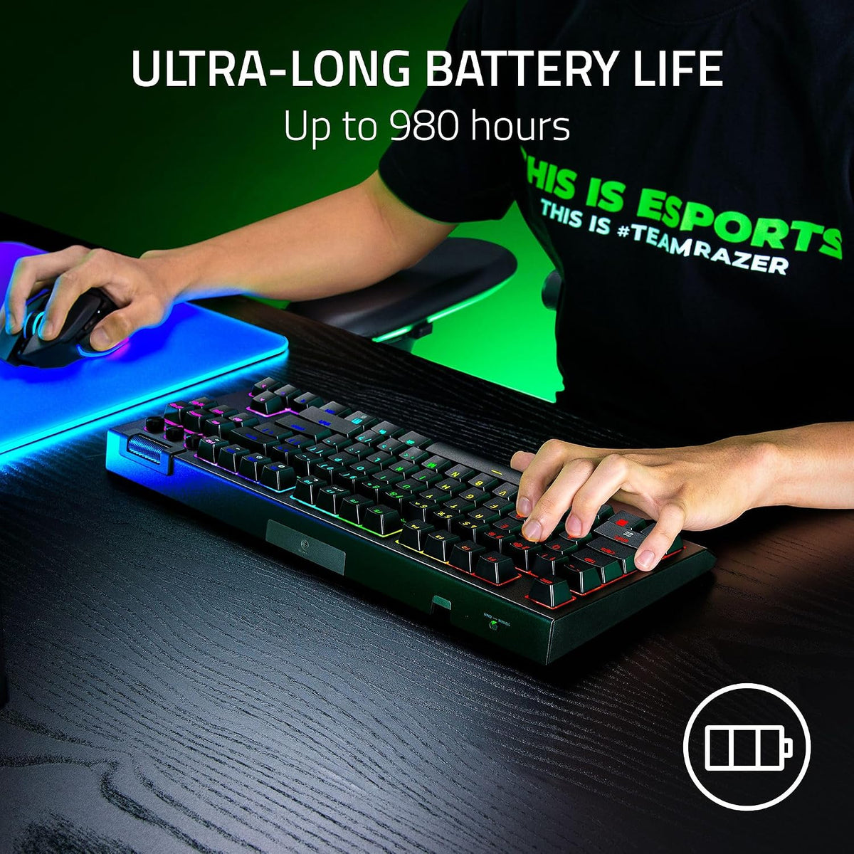 Razer Blackwidow V4 TKL Wireless Gaming Keyboard, Orange Switches | Hot Swappable, Wireless & Bluetooth, Multi-Function Roller & Control Buttons, Chroma RGB, Long Battery Life, Hyperspeed