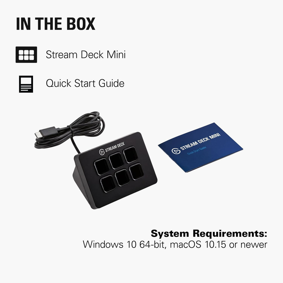 Stream Deck Mini, 6 Customizable LCD Macro Keys | Compatible with Zoom, Teams, Office, Adobe Apps and More, Drag-And-Drop Setup, Multi-Action Sequencing, Works Mac and PC