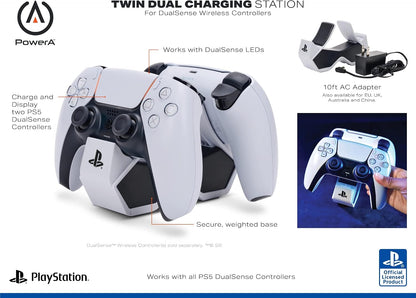 Twin Charging Station for Dualsense Wireless Controllers, Dualsense Controller Charging, Charge, Sony Playstation, PS5, Officially Licensed - Playstation 5