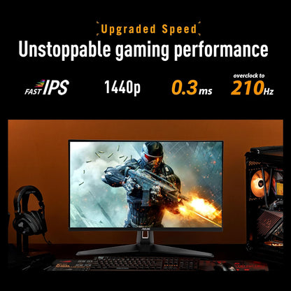 ASUS TUF Gaming 27” 1440P Monitor (VG27AQ5A) – QHD (2560 X 1440), 210Hz (OC), 0.3Ms, Fast IPS, Extreme Low Motion Blur Sync, Freesync Premium, Speakers, Displaywidget Center, Gaming AI, 3 Yr Warranty