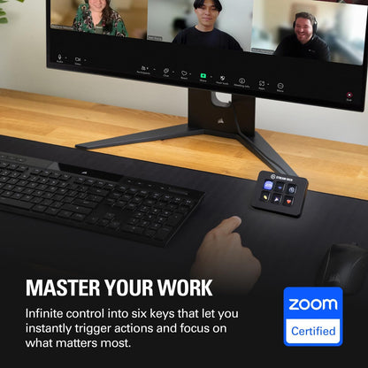 Stream Deck Mini, 6 Customizable LCD Macro Keys | Compatible with Zoom, Teams, Office, Adobe Apps and More, Drag-And-Drop Setup, Multi-Action Sequencing, Works Mac and PC