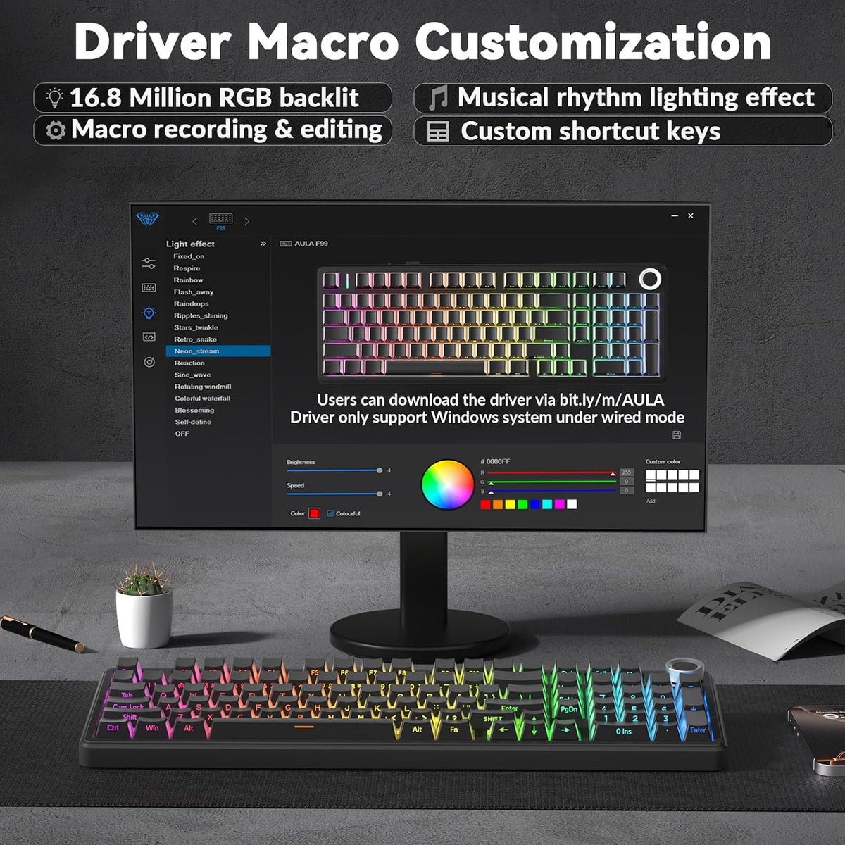 F99 Pro Wireless Mechanical Keyboard-Silent Version,Bt5.0/2.4Ghz/Usb-C Hot Swappable Custom Keyboard,Gasket Structure,Pre-Lubed Linear Switches RGB Backlit Computer Gaming Keyboards,Black