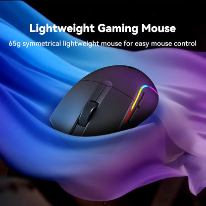 S107KS Wireless Gaming Keyboard and Mouse, RGB Backlit, 3 Mode (Wired/2.4G/Bt), up to 10,000 DPI Gaming Mouse with Software, Ultra Lightweight 65G, 25 Key Anti-Ghosting Keyboard for PC