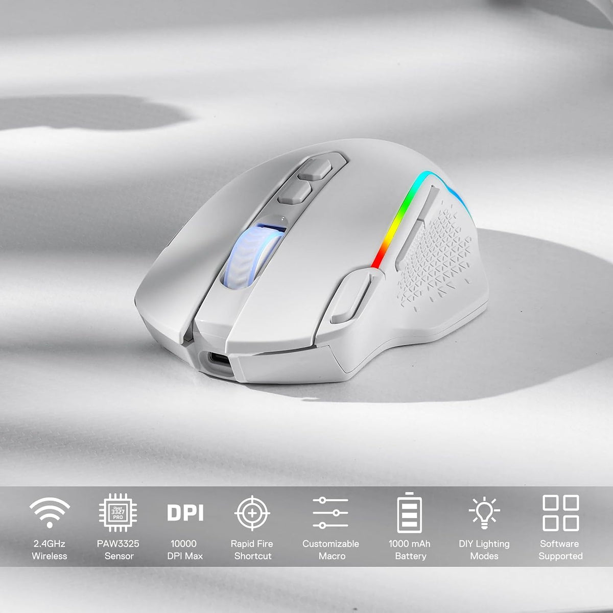 M810 PRO Wireless RGB Gaming Mouse 10000 DPI Remapping Keys | Cable-Free 0 Delay, Rapid-Fire Macro Keybinds, Vibing Backlight, Ergonomic Grip Body Comfort