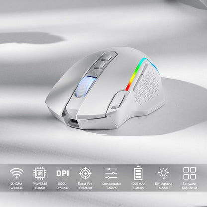 M810 PRO Wireless RGB Gaming Mouse 10000 DPI Remapping Keys | Cable-Free 0 Delay, Rapid-Fire Macro Keybinds, Vibing Backlight, Ergonomic Grip Body Comfort