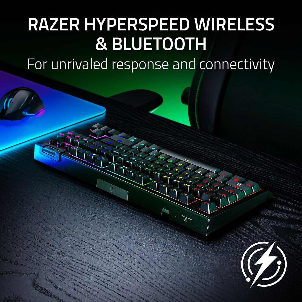 Razer Blackwidow V4 TKL Wireless Gaming Keyboard, Orange Switches | Hot Swappable, Wireless & Bluetooth, Multi-Function Roller & Control Buttons, Chroma RGB, Long Battery Life, Hyperspeed