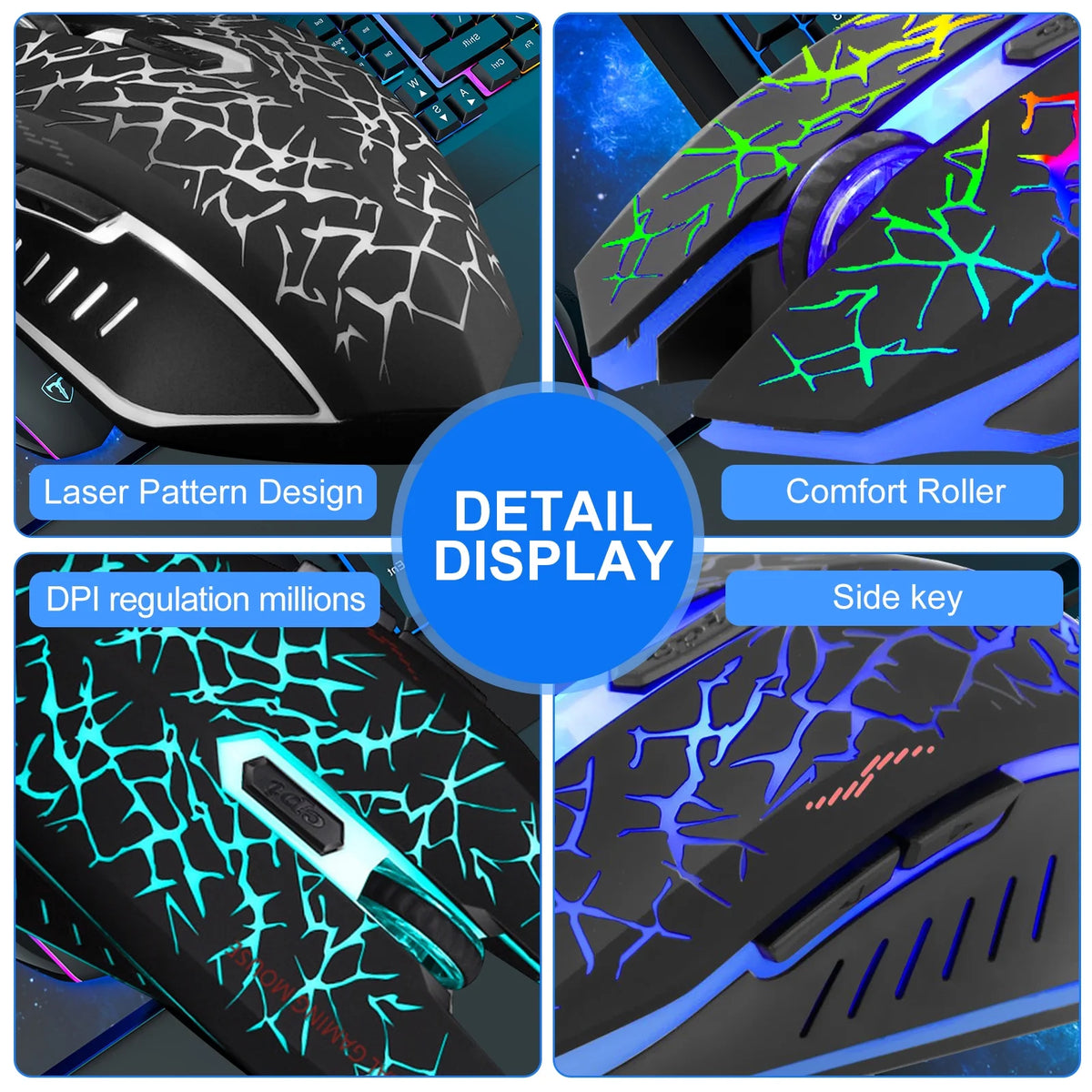Wireless Gaming Mouse Rechargeable USB 2.4G Computer Ergonomic Optical Mice for PC Laptop Desktop Windows Mac, Silent