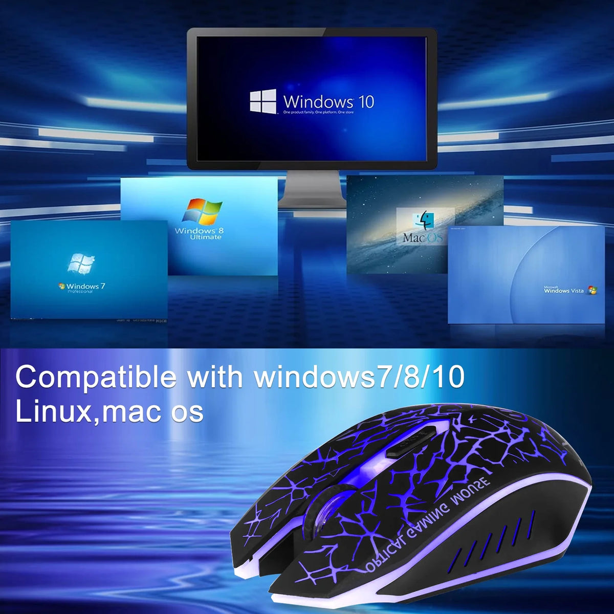 Wireless Gaming Mouse Rechargeable USB 2.4G Computer Ergonomic Optical Mice for PC Laptop Desktop Windows Mac, Silent