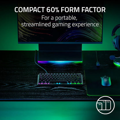 Razer Huntsman V3 Pro Mini 60% Esports Gaming Keyboard, Black | Analog Optical Switches, Razer Snap Tap, Rapid Trigger, Adjustable Actuation, Dual-Purpose Mod Keys, Doubleshot PBT Keycaps