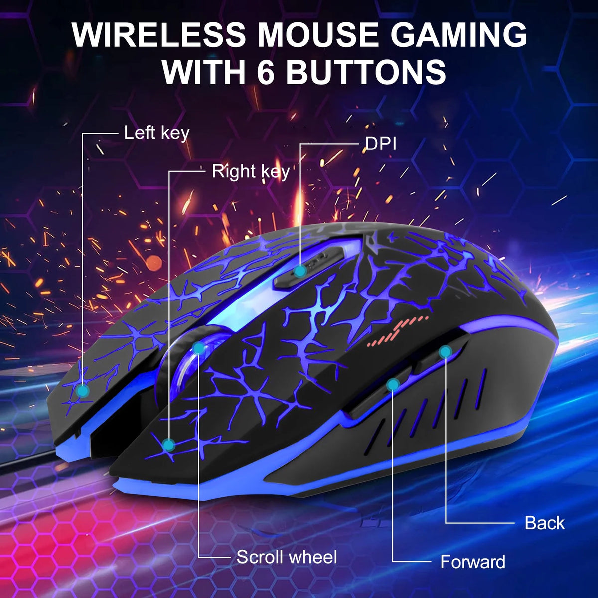 Wireless Gaming Mouse Rechargeable USB 2.4G Computer Ergonomic Optical Mice for PC Laptop Desktop Windows Mac, Silent