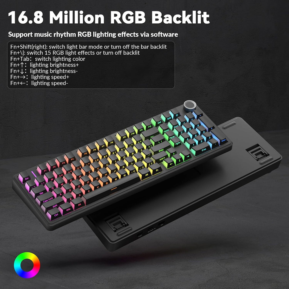 F99 Pro Wireless Mechanical Keyboard-Silent Version,Bt5.0/2.4Ghz/Usb-C Hot Swappable Custom Keyboard,Gasket Structure,Pre-Lubed Linear Switches RGB Backlit Computer Gaming Keyboards,Black