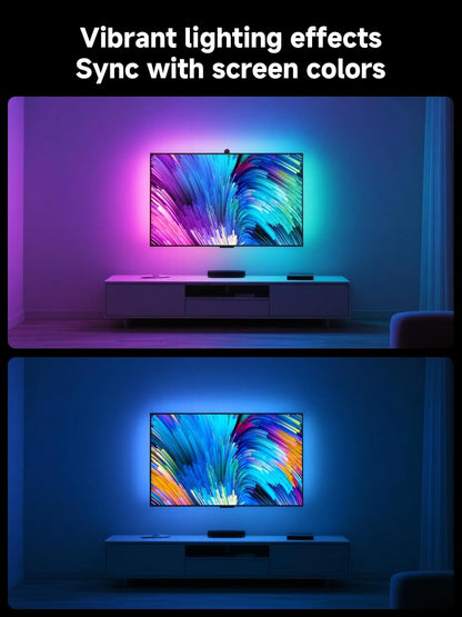 TV LED Backlight with Camera, 10.5FT RGBIC Screen Sync Lights for 32–50 Inch Tvs & PC Monitors, Music Sync LED Strip Lights with App for Gaming, Movies, Bedroom