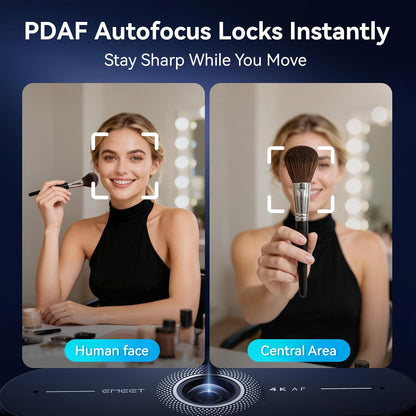 C60E 4K Webcam for Streaming & Gaming，Pdaf Autofocus | Dual Mics, Live Streaming Camera with Auto Light Correction, Plug & Play USB Webcam for PC & Mac
