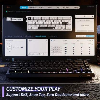 X68 HE RT Mechanical Gaming Keyboard 60% Wired Tkl-Black | Adjustable Actuation,Hall Effect Magnetic Switch,8Khz Polling Rate,Rgb Backlit,Top Mount, Web Driver for PC Mac Esport Gamer