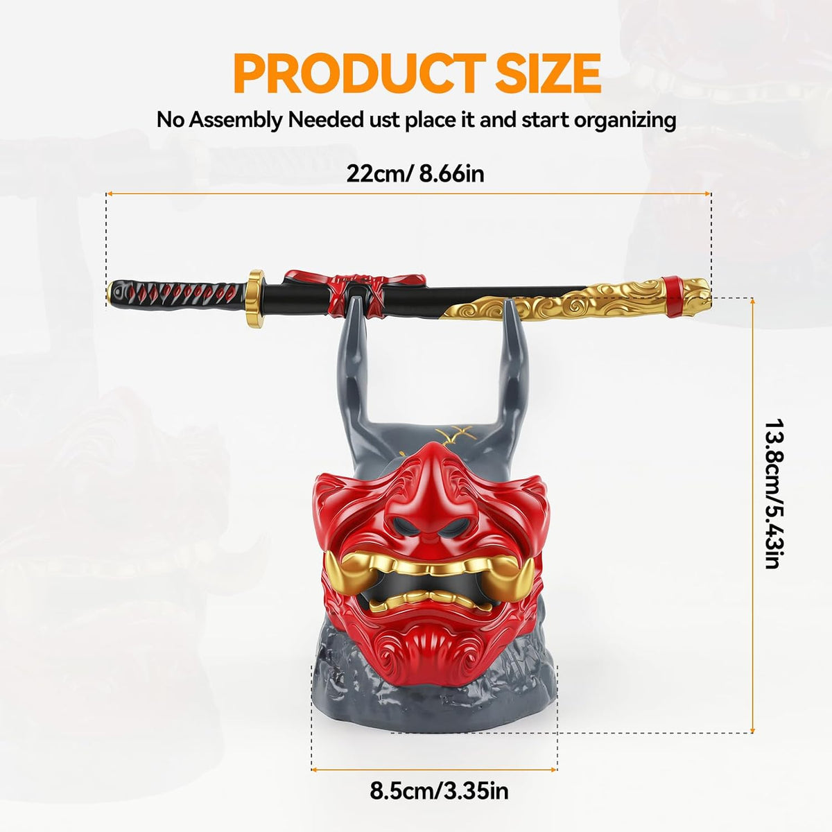 Gaming Controller Holder Stand Accessories: Samurai Warrior Mask Stand for PS5 Xbox Switch & Headsets, Resin Multi-Device Gaming Stand Desktop Organizer & Unique Gamer Gift