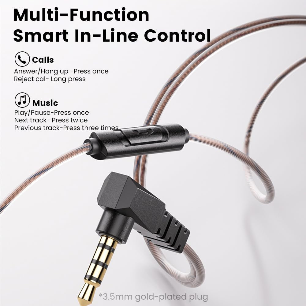 Wired Gaming Earbuds In-Ear Headphones Hifi Game Head Phones in Ear Monitors Deep Bass Sound Wired-Earbuds with 1DD 10Mm Dynamic Driver Inear Earphones IEM for Music Gaming Video Calling (Purple)