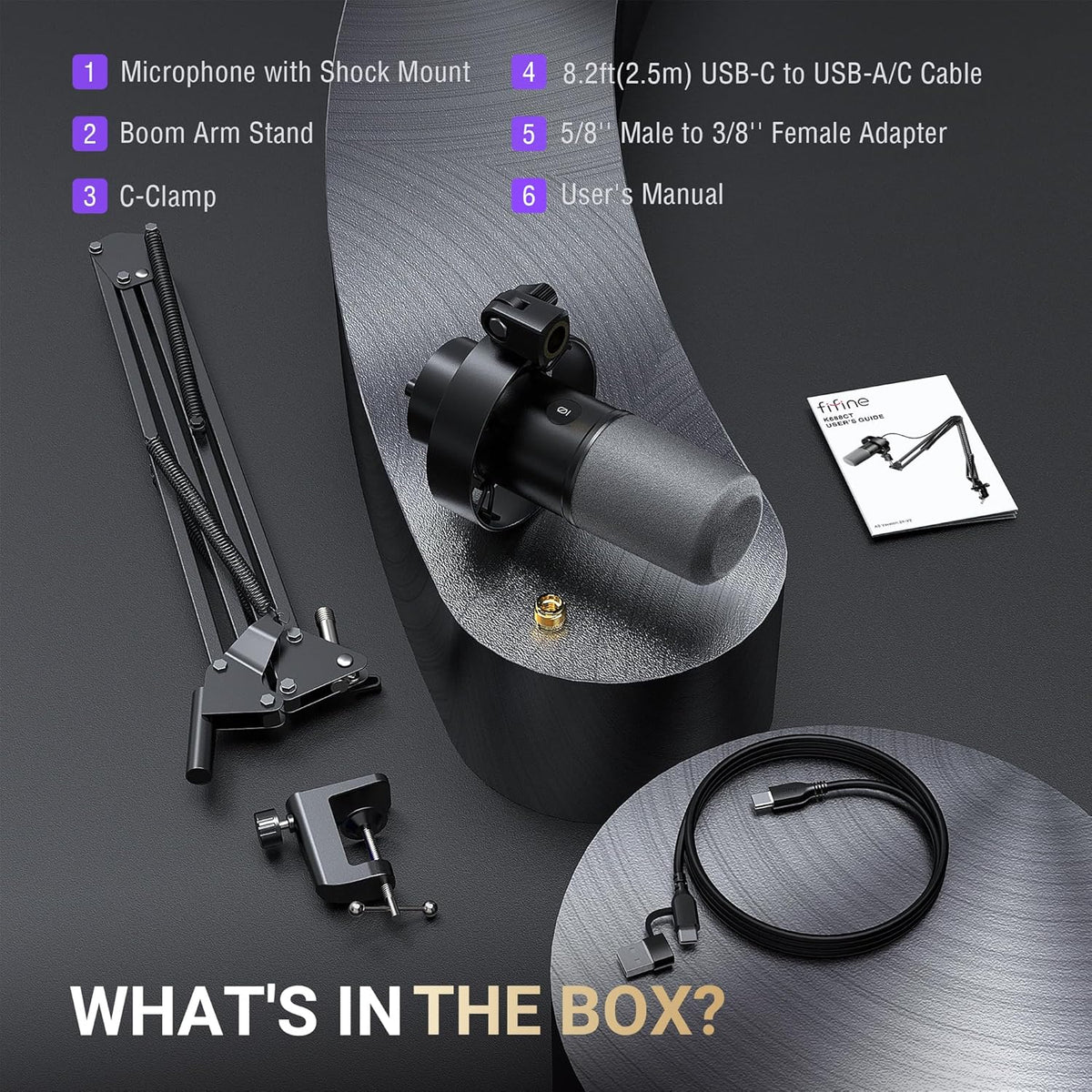 Amplitank K688CT Podcast Microphone Kit, USB/XLR Dynamic Vocal Mic | Streaming Mic with Boom Arm for PC/XLR Mixer, with Mute Button, Headphone Jack, Gain Knob, for Gaming Voice-Over Recording