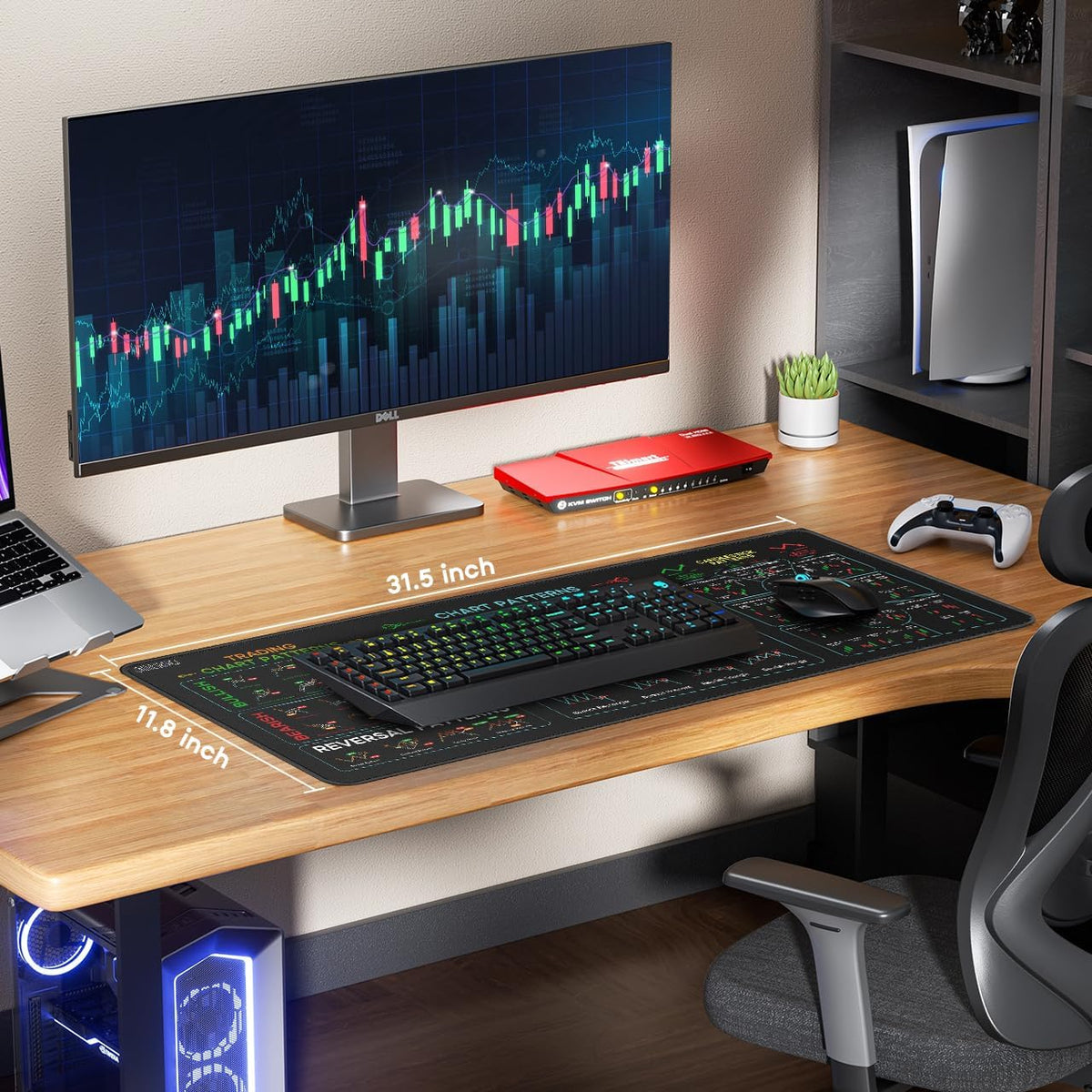Stock Market Invest Day Trader Trading Mouse Pad with Stitched Edges | X-Large Size, Durable & Non-Slip, Clear Chart Patterns Cheat Sheet Print, Easy to Use and save the Effort of Looking Up