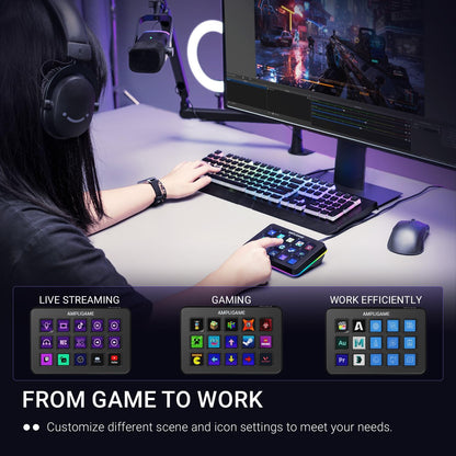 FIFINE  Stream Controller with 15 Macro Keys, Streaming Keyboard with Trigger Actions in Obs/Twitch/Youtube/Streamlabs, Shortcut Buttons Keypad Works with Mac and PC-D6