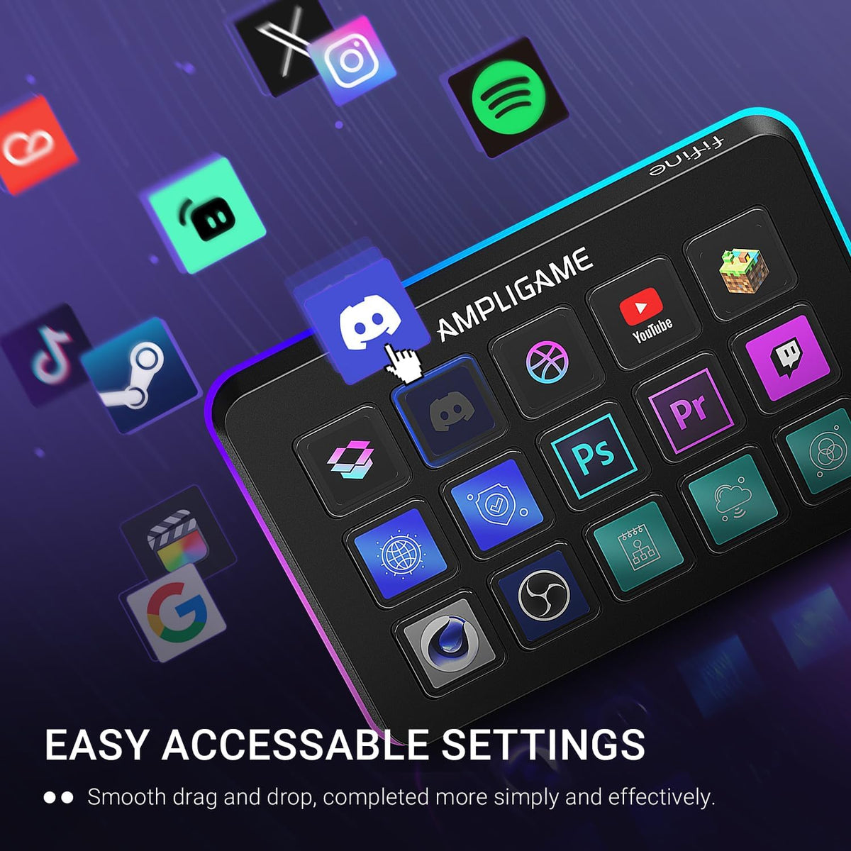 FIFINE  Stream Controller with 15 Macro Keys, Streaming Keyboard with Trigger Actions in Obs/Twitch/Youtube/Streamlabs, Shortcut Buttons Keypad Works with Mac and PC-D6