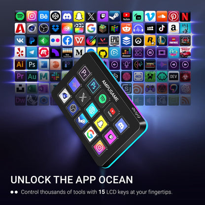 FIFINE  Stream Controller with 15 Macro Keys, Streaming Keyboard with Trigger Actions in Obs/Twitch/Youtube/Streamlabs, Shortcut Buttons Keypad Works with Mac and PC-D6