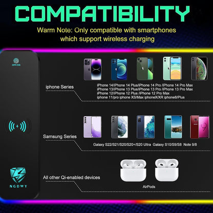 Wireless Charging RGB Gaming Mouse Pad 15W -800X300X4Mm-Fast Charging, Ultra-Smooth Surface, Non-Slip Base, 13 Light Modes - Ultimate RGB Mouse Pad for Gamers - Large Mouse Pad Gaming Mat