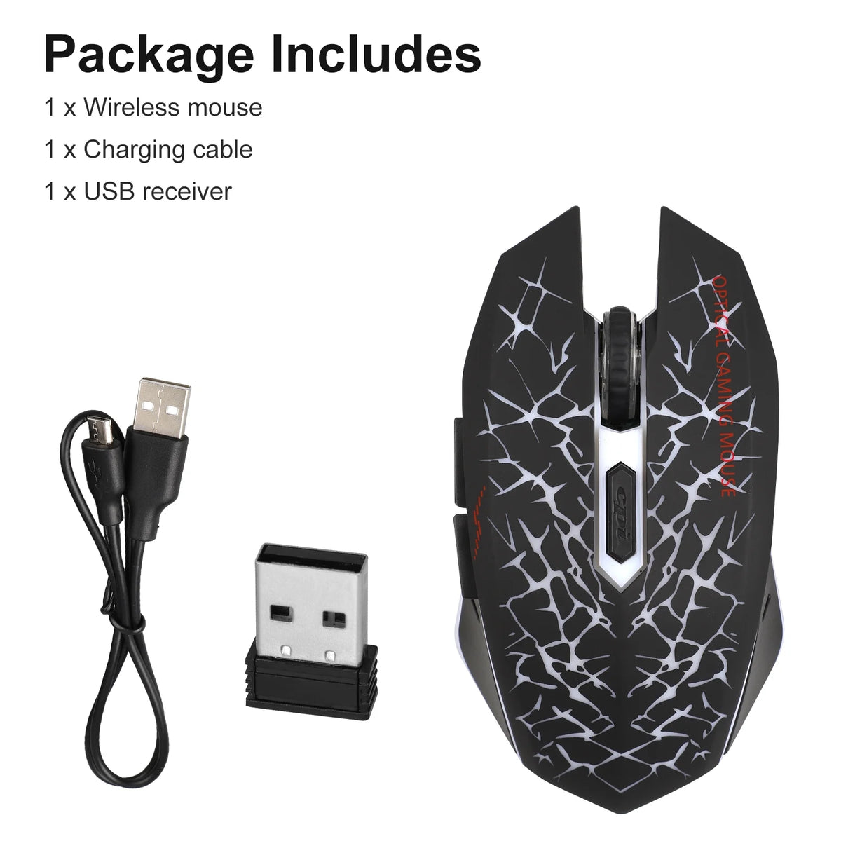 Wireless Gaming Mouse Rechargeable USB 2.4G Computer Ergonomic Optical Mice for PC Laptop Desktop Windows Mac, Silent