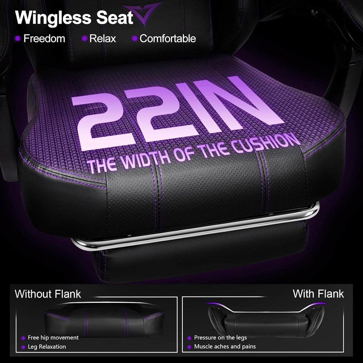 Big and Tall Gaming Chair with Footrest,Ergonomic Video Gaming Chair with Oversized Headrest and Lumbar Support for Adults 400Lb Weight Capacity,Computer Chair for Office or Gaming (Purple)