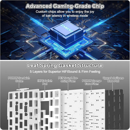X85 Wireless Mechanical Gaming Keyboard with Knob Hot Swap RGB | Bt/2.4G/Wired, Side-Printed PBT Keycaps, Gasket, Media Knob, Linear White Jade Switch, 75% Creamy with Coiled Cable, Moonlit