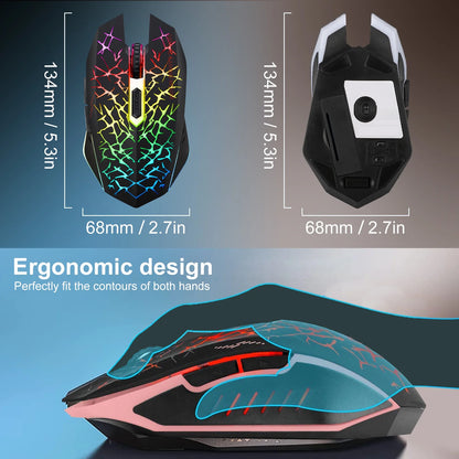 Wireless Gaming Mouse Rechargeable USB 2.4G Computer Ergonomic Optical Mice for PC Laptop Desktop Windows Mac, Silent
