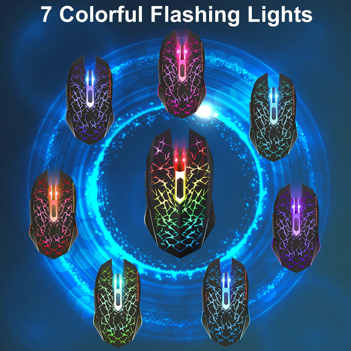 Wireless Gaming Mouse Rechargeable USB 2.4G Computer Ergonomic Optical Mice for PC Laptop Desktop Windows Mac, Silent