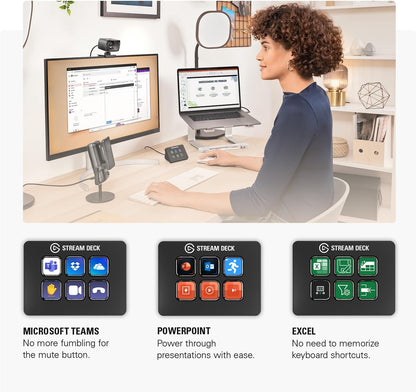 Stream Deck Mini, 6 Customizable LCD Macro Keys | Compatible with Zoom, Teams, Office, Adobe Apps and More, Drag-And-Drop Setup, Multi-Action Sequencing, Works Mac and PC