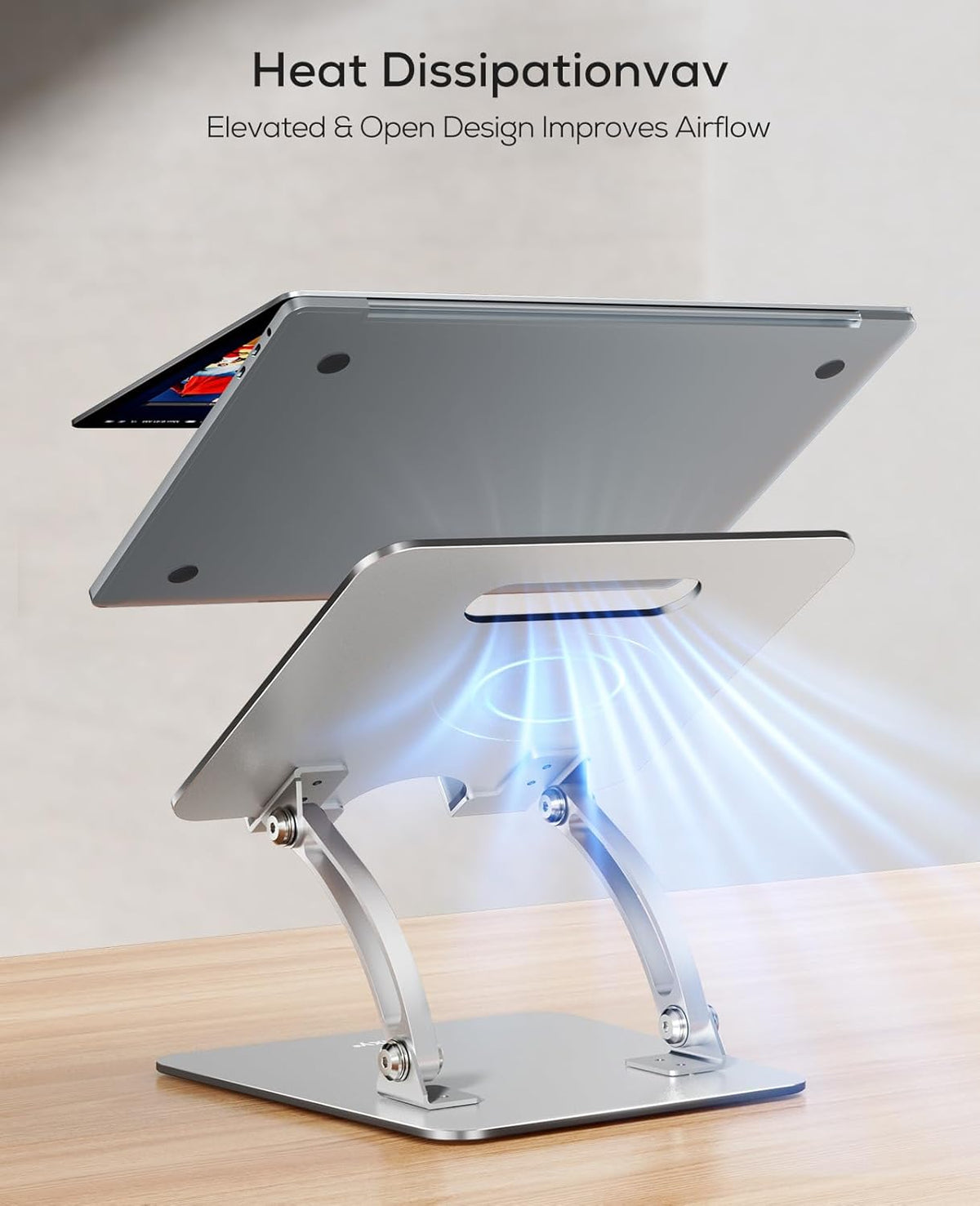 Ergonomic Adjustable Laptop Stand for Desk, Dual Foldable Computer Riser with Advanced Heat-Vent, Heavy-Duty Portable Notebook Holder for Posture Correction, Compatible with Mac 10-17" Laptops