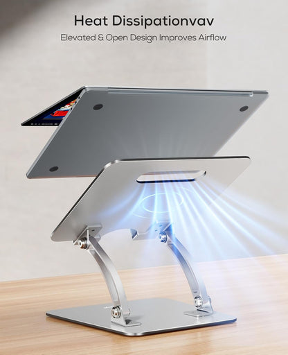 Ergonomic Adjustable Laptop Stand for Desk, Dual Foldable Computer Riser with Advanced Heat-Vent, Heavy-Duty Portable Notebook Holder for Posture Correction, Compatible with Mac 10-17" Laptops