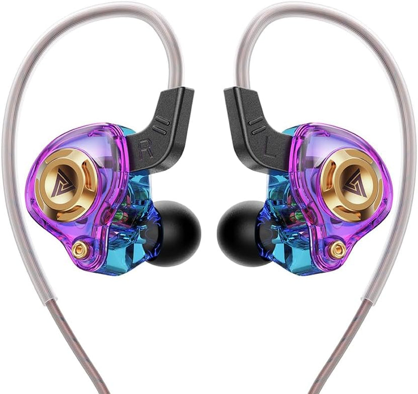 Wired Gaming Earbuds In-Ear Headphones Hifi Game Head Phones in Ear Monitors Deep Bass Sound Wired-Earbuds with 1DD 10Mm Dynamic Driver Inear Earphones IEM for Music Gaming Video Calling (Purple)