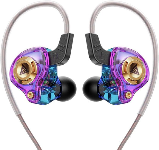 Wired Gaming Earbuds In-Ear Headphones Hifi Game Head Phones in Ear Monitors Deep Bass Sound Wired-Earbuds with 1DD 10Mm Dynamic Driver Inear Earphones IEM for Music Gaming Video Calling (Purple)