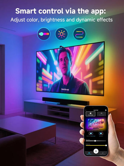 TV LED Backlight with Camera, 10.5FT RGBIC Screen Sync Lights for 32–50 Inch Tvs & PC Monitors, Music Sync LED Strip Lights with App for Gaming, Movies, Bedroom