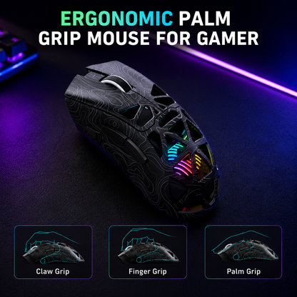 Nexus | Aula SC620 Wireless Gaming Mouse, Tri-Mode 2.4Ghz/Usb-C/Bt5.3 Computer Mouse with 12000 DPI, Programmable Macro Gamer Mouse with Rapid Fire Key, RGB Light Gaming Mice for Pc/Laptop/Mac