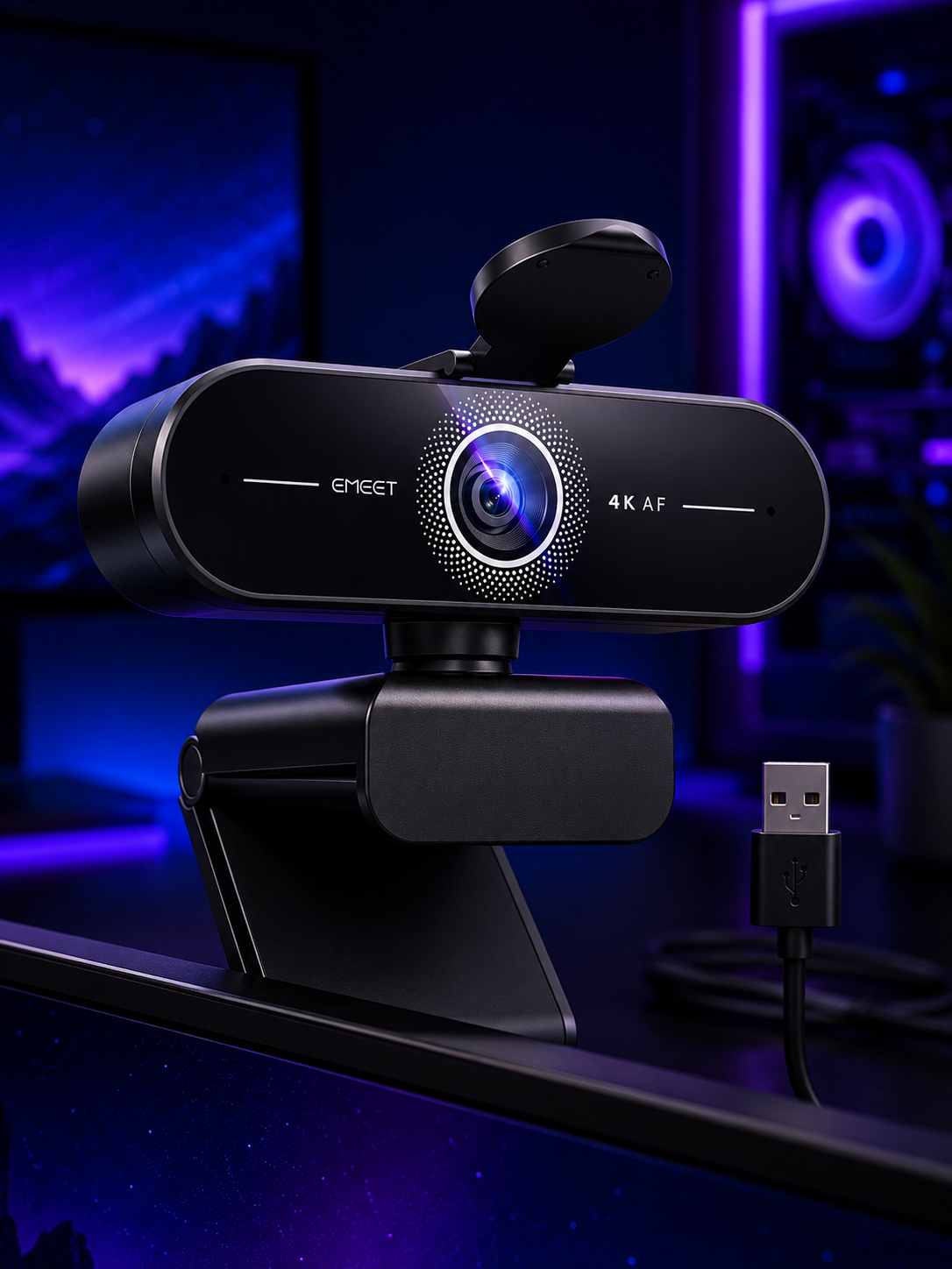 Nexus | EMEET C60E 4K Webcam for Streaming & Gaming，Pdaf Autofocus | Dual Mics, Live Streaming Camera with Auto Light Correction, Plug & Play USB Webcam for PC & Mac