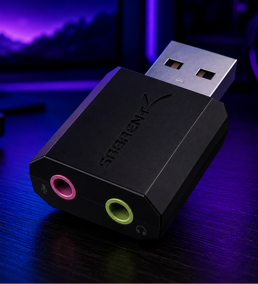 Nexus | USB External Stereo Sound Card Adapter, Plug & Play (AU-MMSA) | USB Audio Adapter; No Drivers Needed; for Windows & Mac; 3.5Mm Headphone & Mic Jacks; Usb to 3.5Mm Jack Audio Adapter