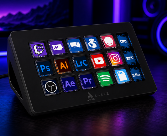 Nexus | AKP153 Stream Studio Controller Keypad Type-C Wired Keyboard-Black | 15 Macro LCD Key,1 Side Screen Display,Detachable Stand for Multi Action Triggered in WIN MAC Twitter Tiktok Youtube OBS App