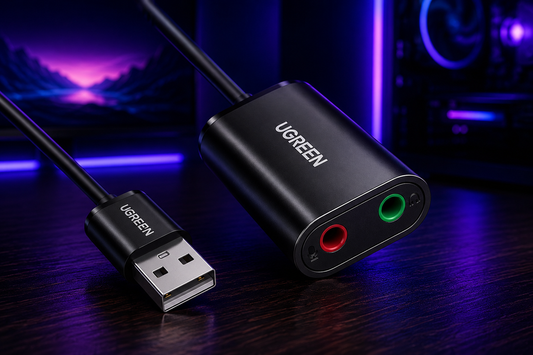Nexus | UGREEN USB to Audio Jack Sound Card Adapter with TRS 3.5Mm Headphone & Mics | USB Sound Card Jack Adapter Compatible with Computer, PS5, PS4, USB Audio Stereo Adapter External Sound Card